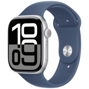 Apple Watch Series 10 46mm Silver Aluminium with Denim Sport Band S/M (MWWL3)