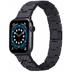 Ремешок для Apple Watch 42/44/45/49mm Pitaka Carbon Fiber Watch Band Retro Black/Grey (AWB1004/AWB2311)