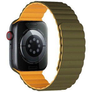 Ремешок для Apple Watch 42/44/45/49mm WIWU Magnetic Silicone Band Series (Army green-Yellow) (Wi-WB001)