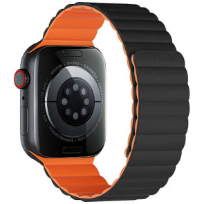 Ремешок для Apple Watch 38/40/41mm WIWU Magnetic Silicone Band Series (Black-Orange) (Wi-WB001)